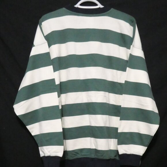 DOUBLE DUTY | large | Green and White Striped Crew Neck Sweatshirt | NWOT - Picture 2 of 16